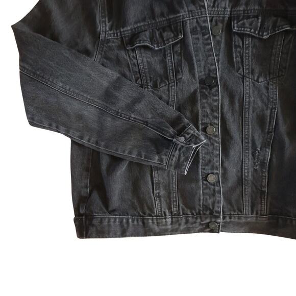 Buffalo David Bitton Black Denim Jacket Distressed Rodeo Western Cowgirl Size M - Picture 5 of 12